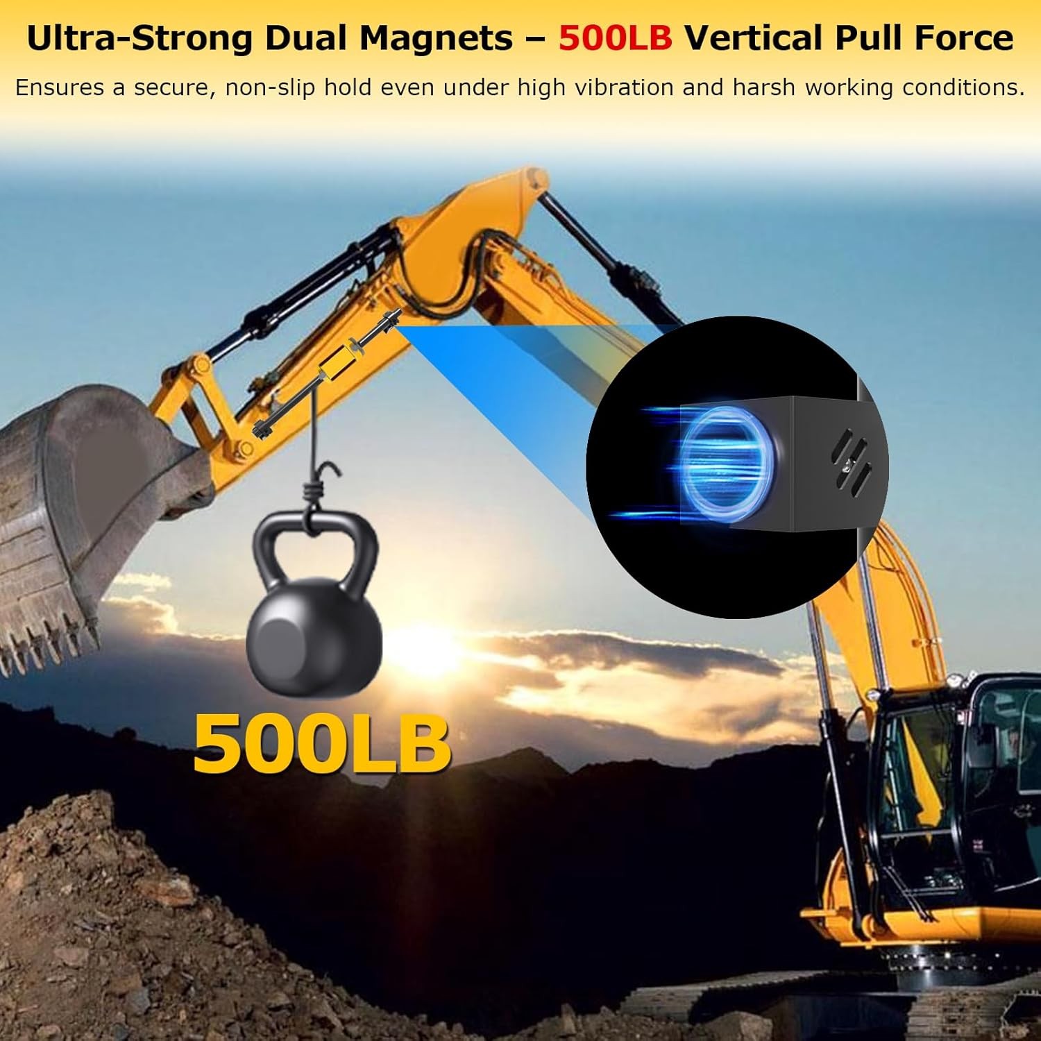 Magnetic Mount for LR Receivers,Fit for Flatback Dozer Blades,Backhoes,Excavator