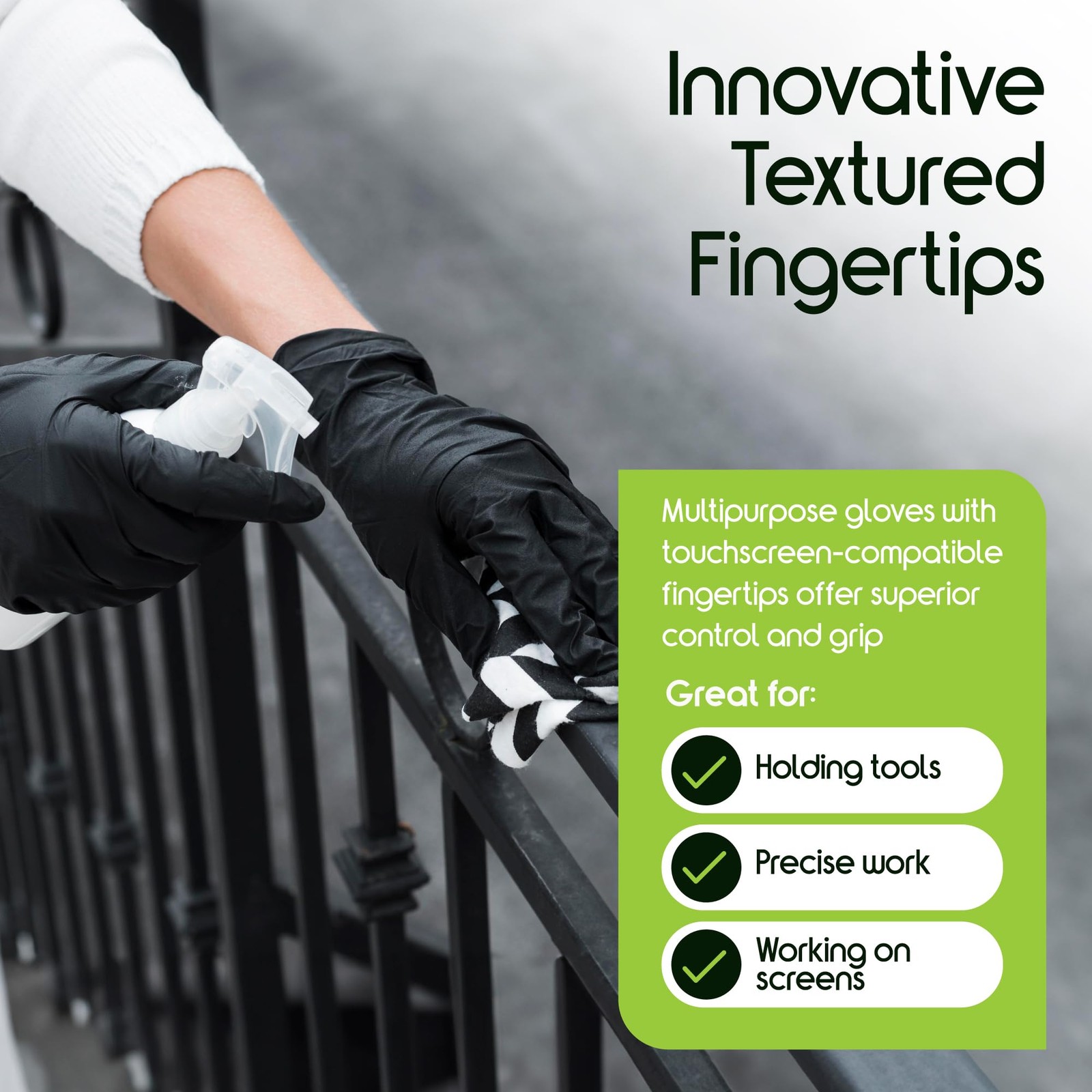 Inspire Black Nitrile Disposable Gloves | 4.5 Medium, Blue
