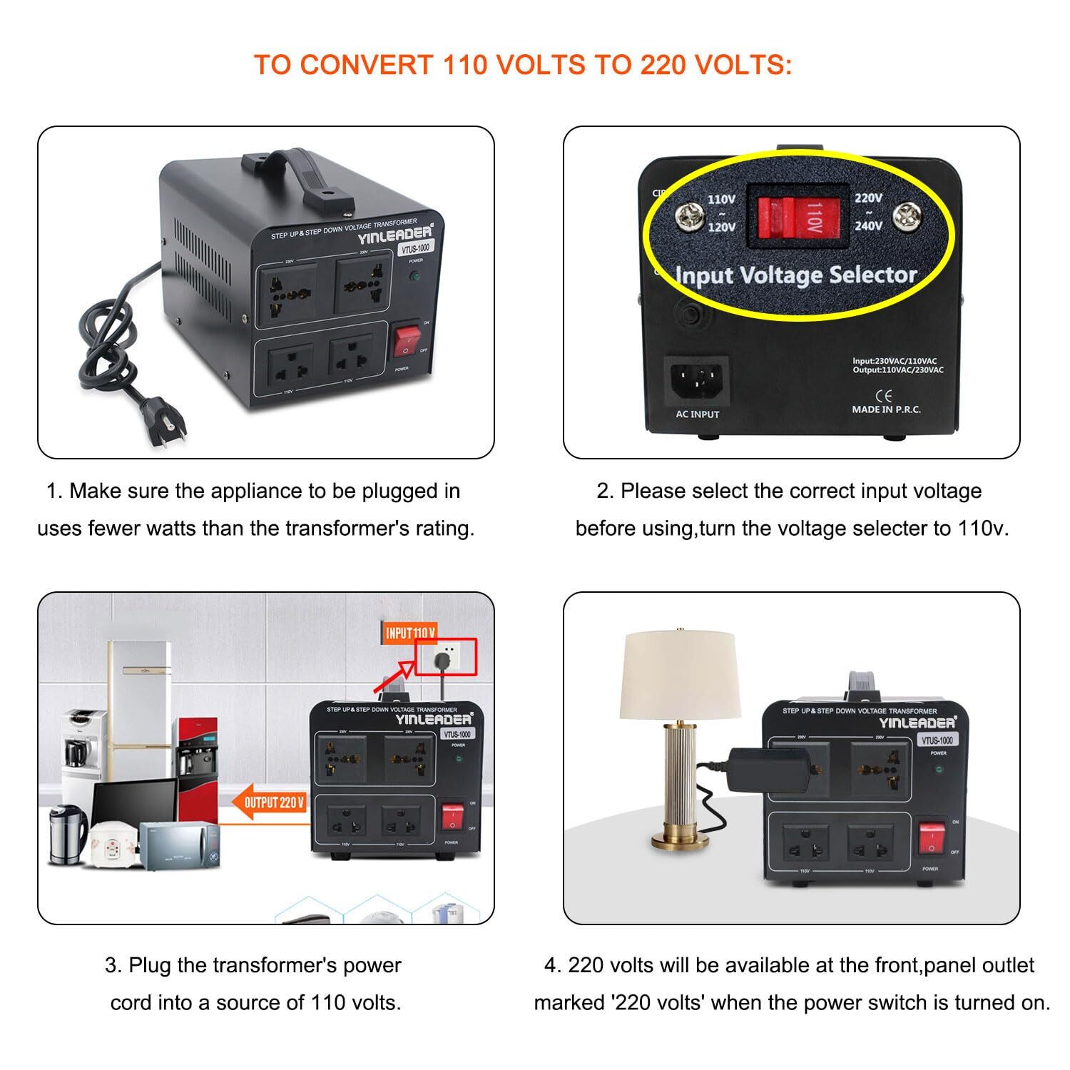 1000w Voltage Converter Transformer110v To 220v Or 220v To 110v 1000 Watt Step