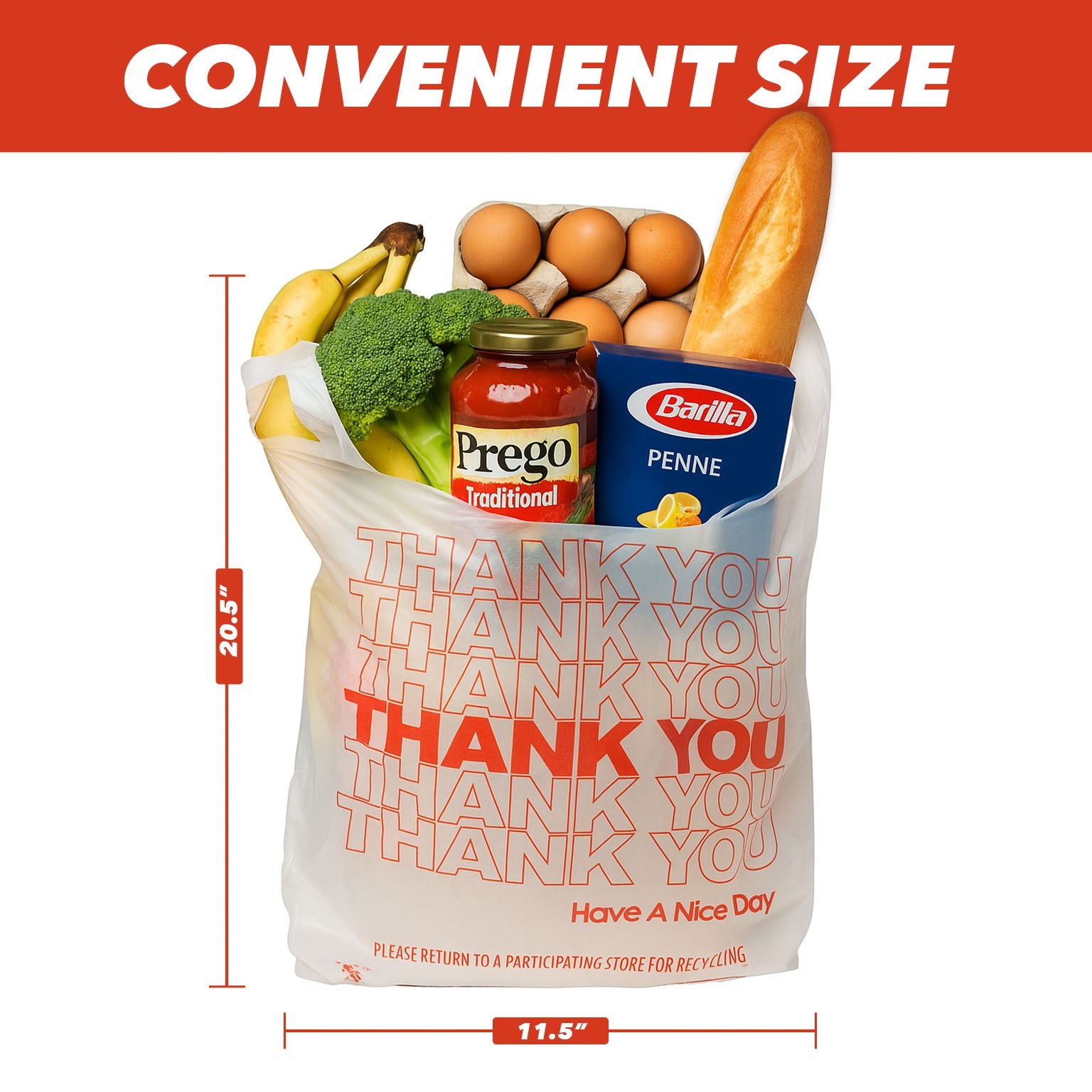 Bellin 1000 Bags T-Shirt Thank You Plastic Grocery Store Shopping Carry Out Bags