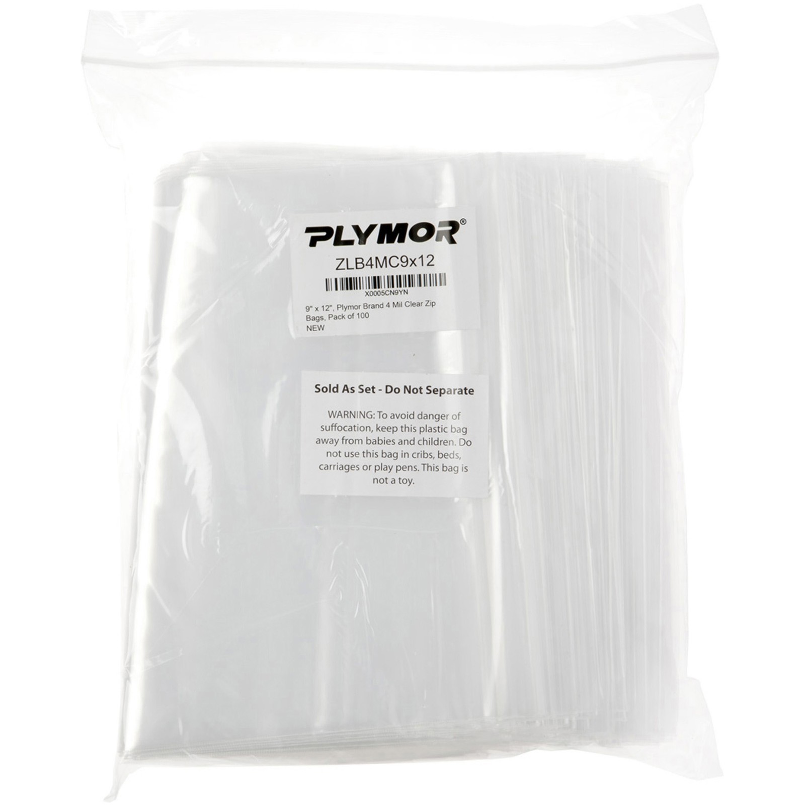 Plymor 9″ x 12″, 4 Mil Heavy Duty Zipper Reclosable Plastic Bags
