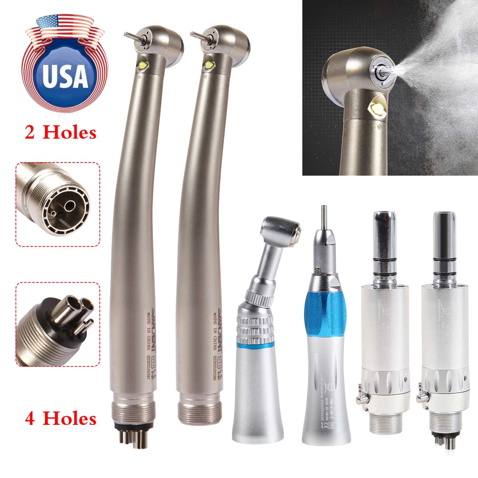 NSK Style Dental LED High/Low Speed Handpiece Straight Contra Angle Air Motor