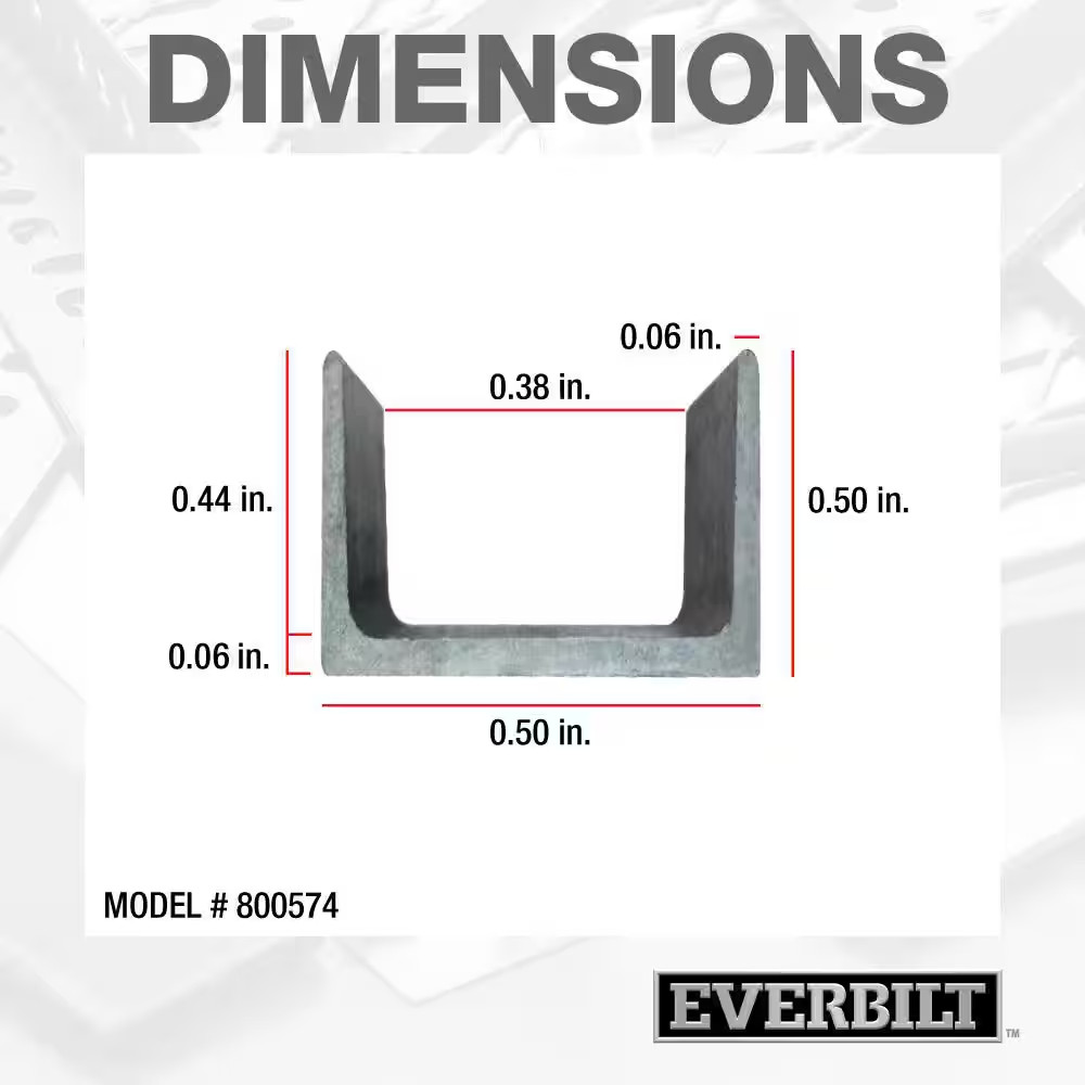 3/8 In. Wide (Inside) X 8 Ft. Aluminum Trim Channel