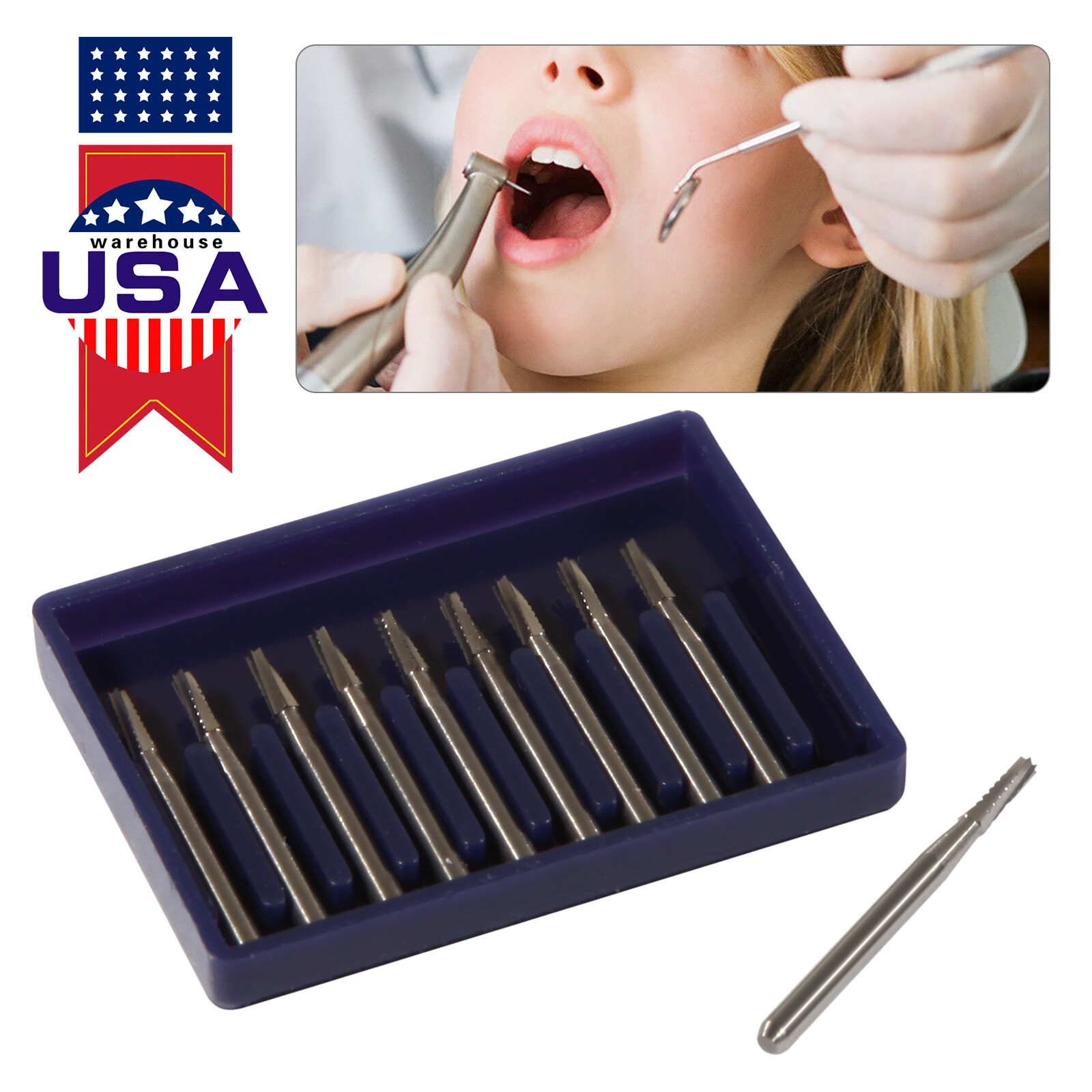 Dental Midwest FG #557 Clinic Length Cross Cut Carbide Burs 100pcs/10 Packs