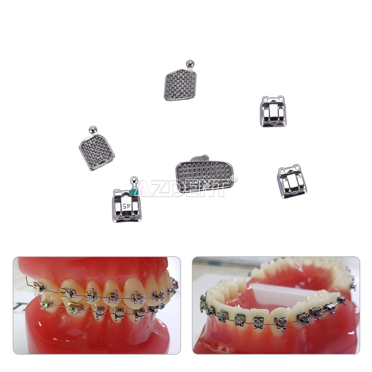 AZDENT Dental Orthodontic Brackets Braces Metal Mini Roth/MBT.022 Hook 3 4 5 USA
