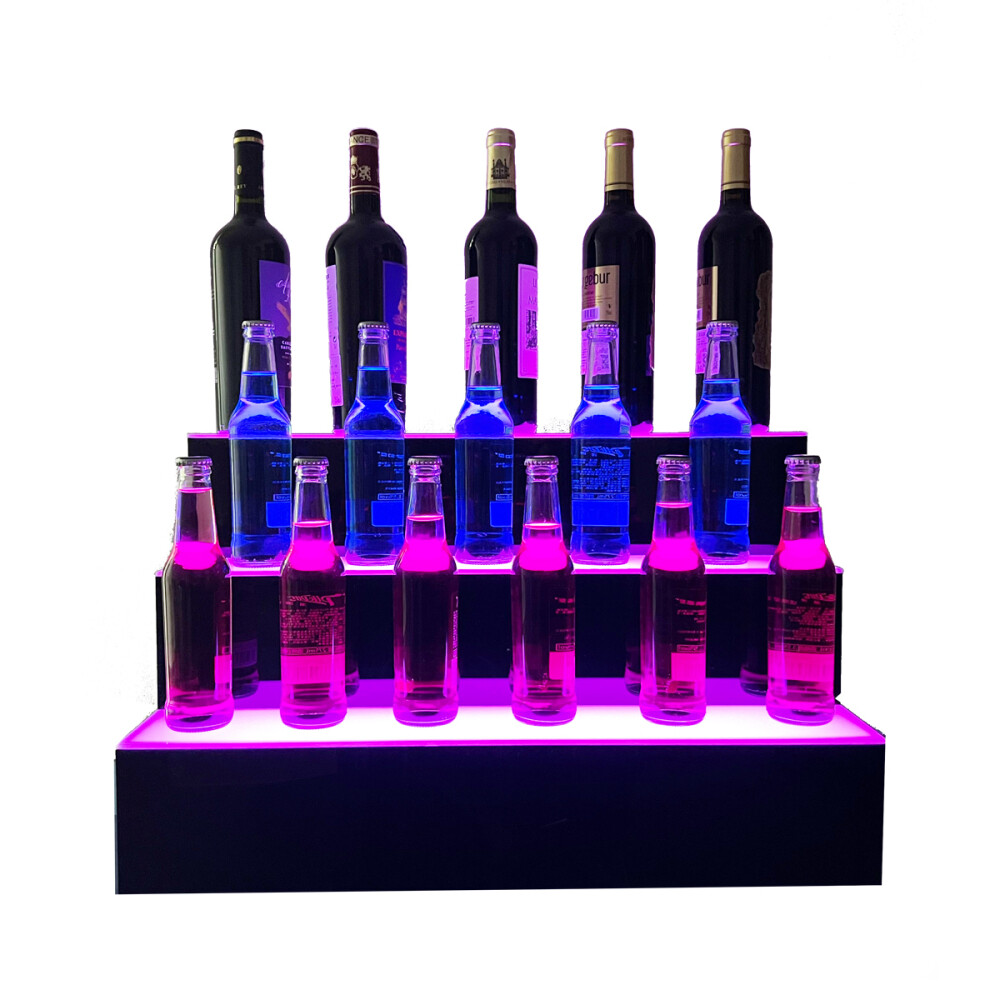 31″MultiColor LED Lighted Liquor Bottle Display 3 Tier for Home Commercial Bar