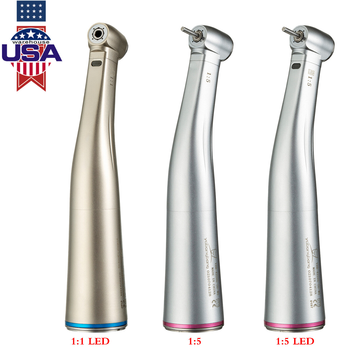 NSK Style Dental 1:1 1:4.2 1:5 fibra óptica LED Contra ángulo Pieza de mano USA