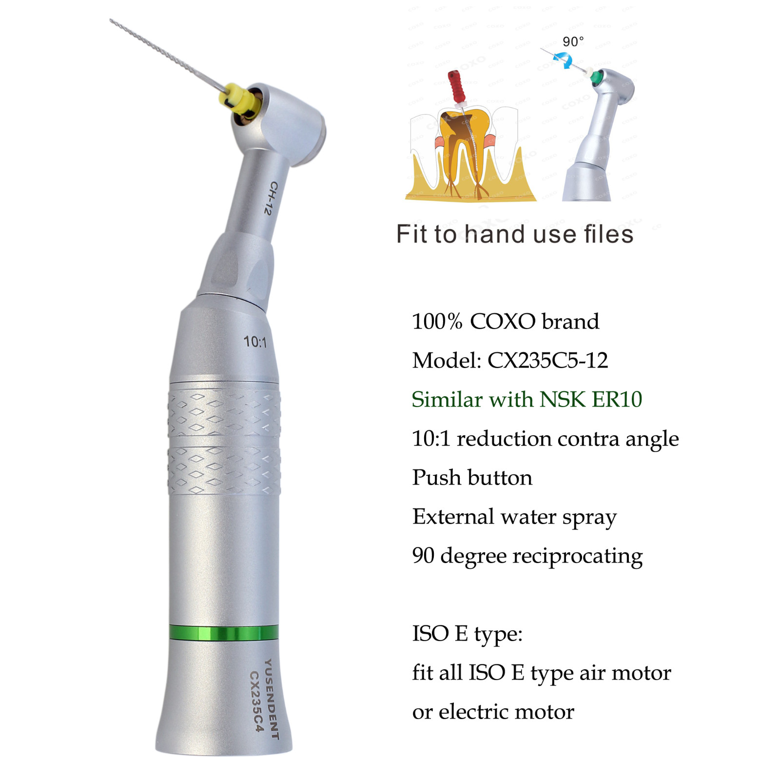 COXO Dental Contra Angle 1:1 10:1 6:1 Endo 20:1 Implant Handpiece Fiber Optic