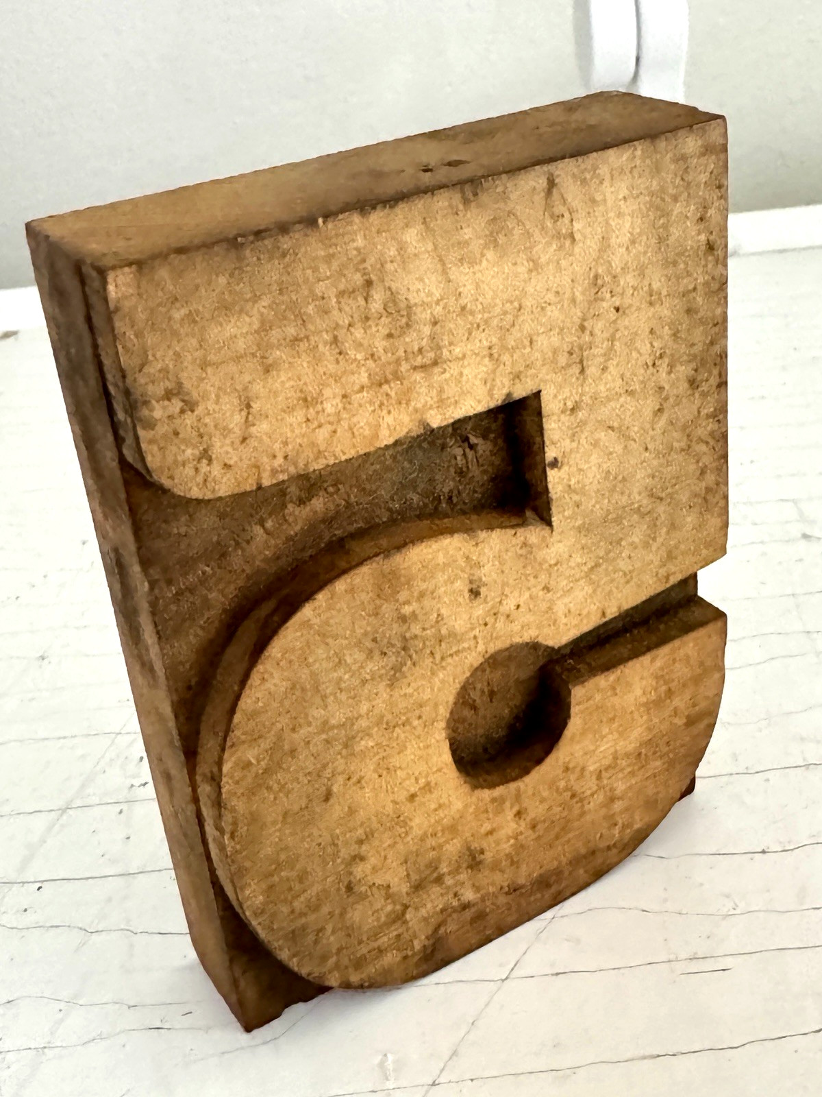 Vintage Large Wood Number 5, Five Letter Letterpress Print Type