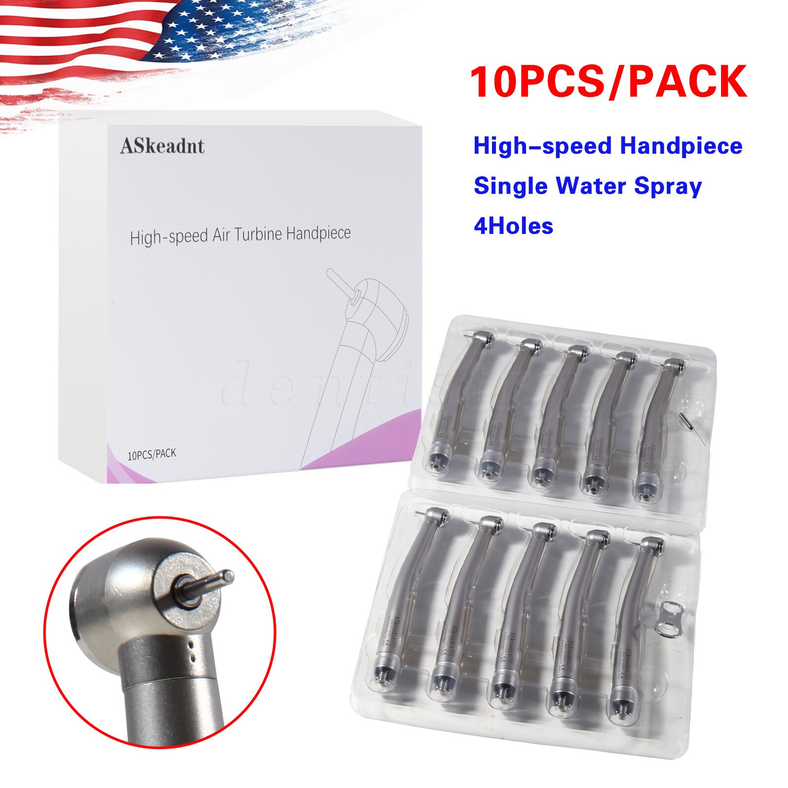 10 Askeadent NSK Style Dental High Speed Handpiece Push Button Standard Head 4H