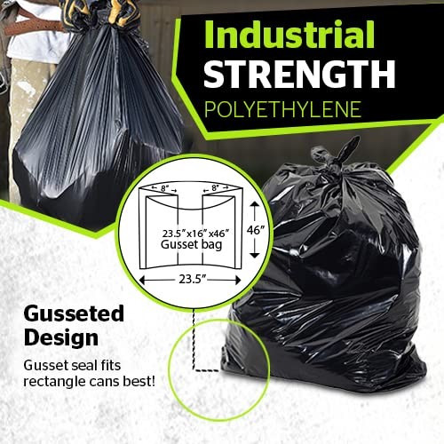 Aluf Plastics 45 Gallon 1.4 Mil Black Heavy Duty Garbage Bags – 40 Inch X 46