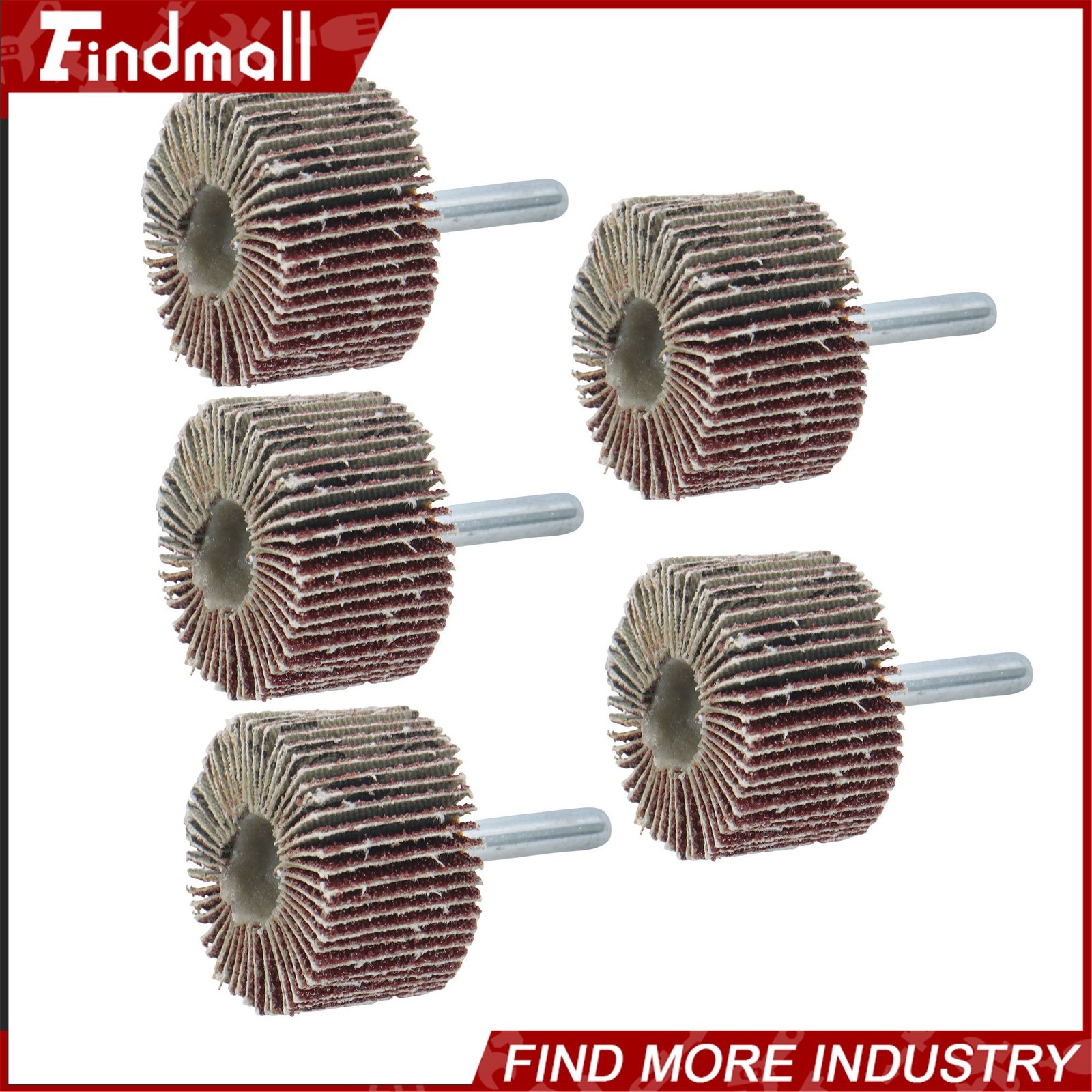 Findmall 5 Pack 1-1/2″x1″x1/4″ 60 Grit Aluminum Oxide Shank Mounted Flap Wheels