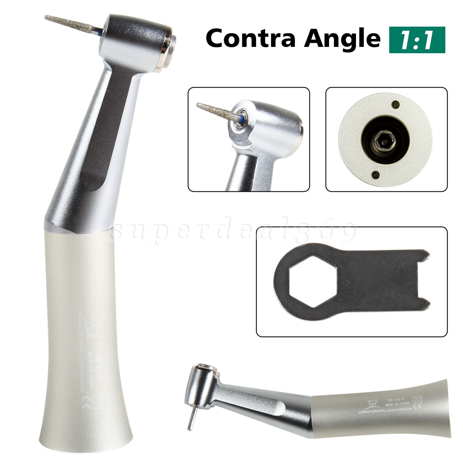 Dental Push Button Low Speed Contra Angle Handpiece E-type Fit FG 1.6mm Burs