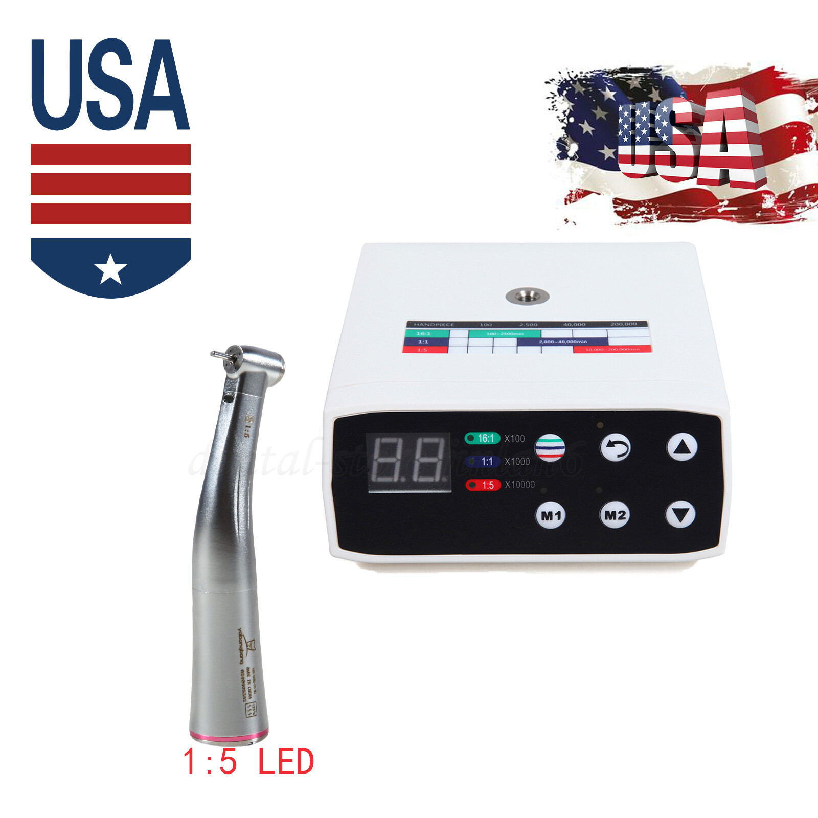NSK Style Dental Brushless LED Electric Micro Motor/1:5 Increasing Handpiece UPS
