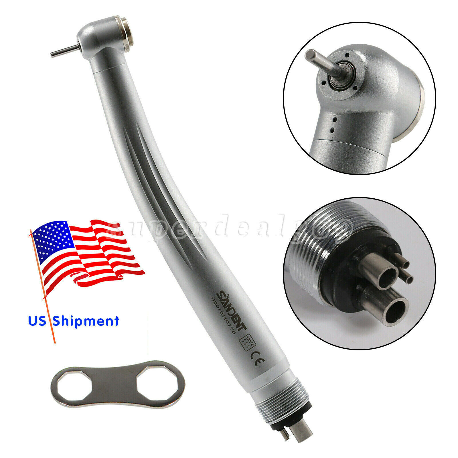 10*SANDENT Dental High Speed Turbine Handpiece Push Button Standard Head 4 Hole