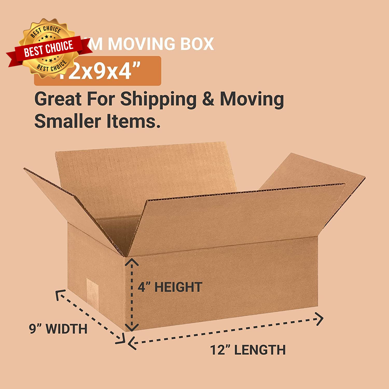 Shipping Boxes 12″L X 9″W X 4″H 25-Pack Small to Medium Corrugated Cardboard Box