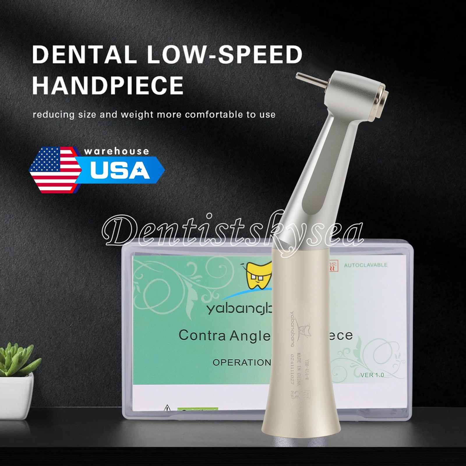 Low Speed Handpiece Push Button Fit FG 1.6mm Burs Contra Angle Dental