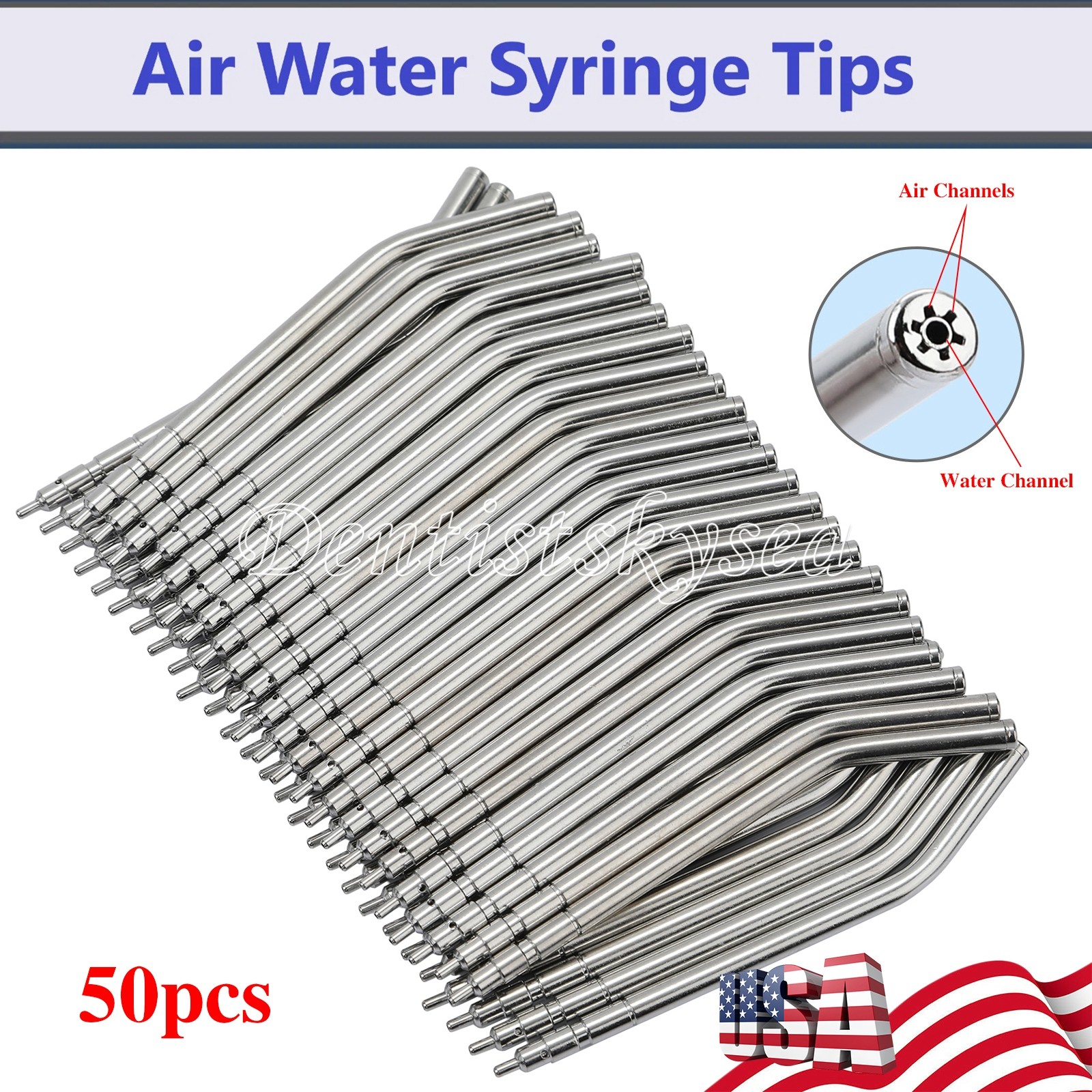 Dental 3 Way Air Water Syringe 2 Nozzles Triple Way Spray Handpiece USA