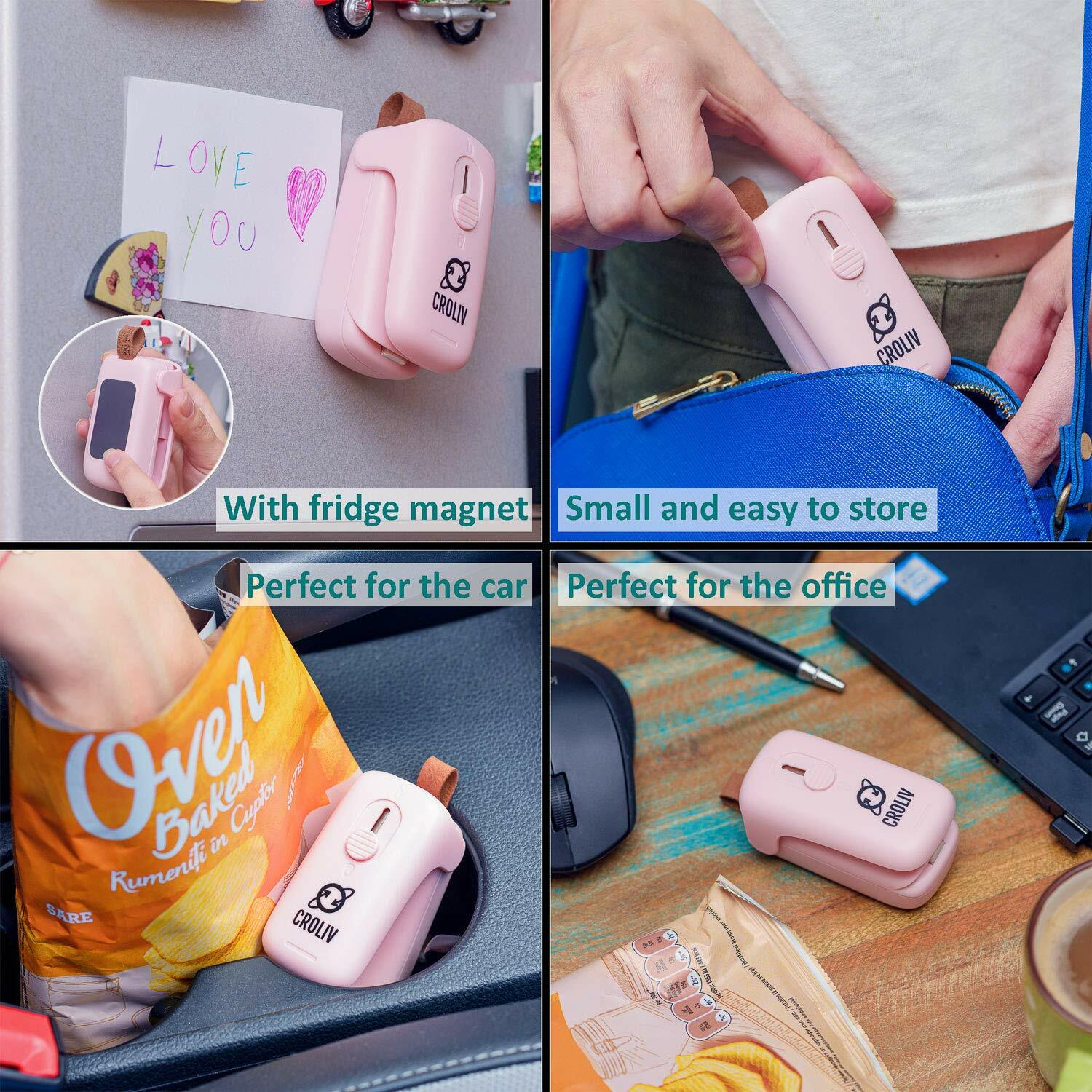 2-Pack 2-in-1 Mini Heat Sealer Machine Chip Bag Sealer and Cutter Snack Bags