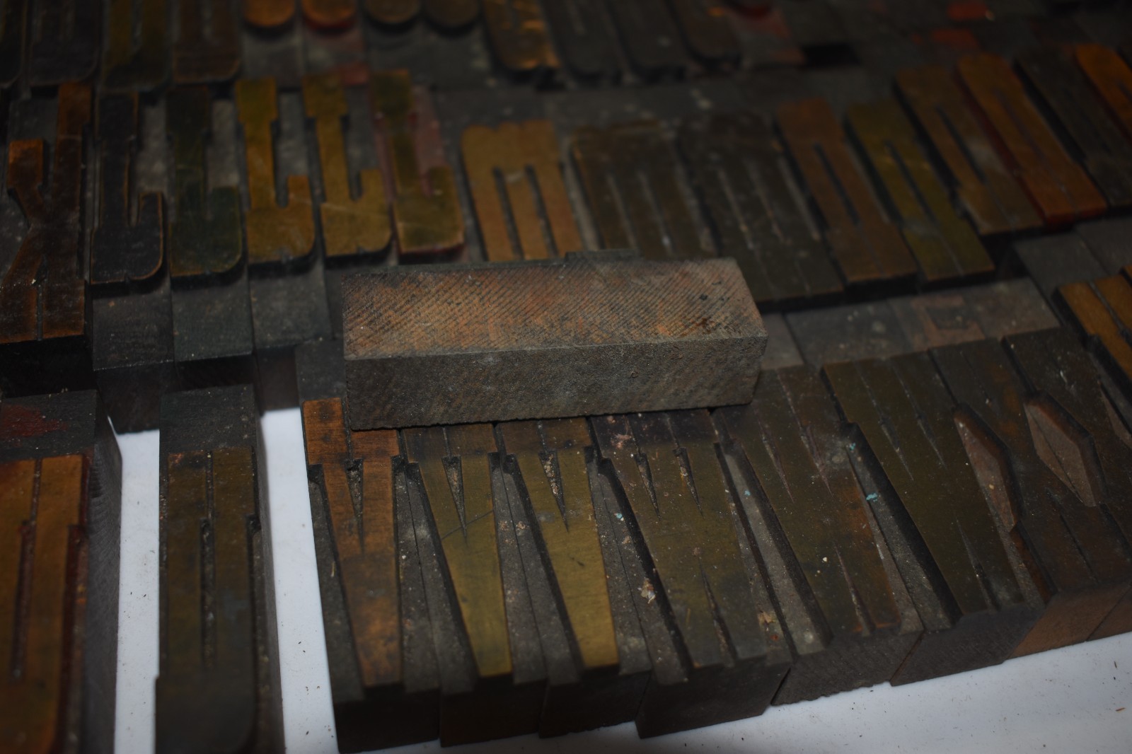 Vintage 2-1/2″ Wood Type Print Blocks Letters A-Z Lower Case 89 Pcs.