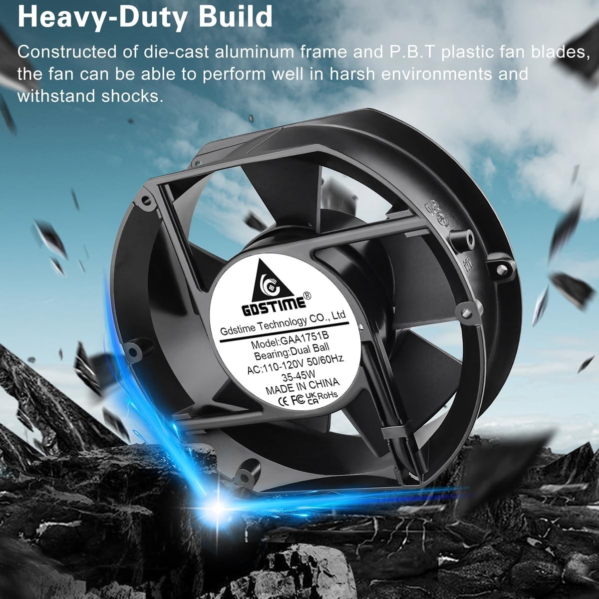 Quiet Operation 172mm Cooling Fan – 58 dB for Industrial & DIY Applications