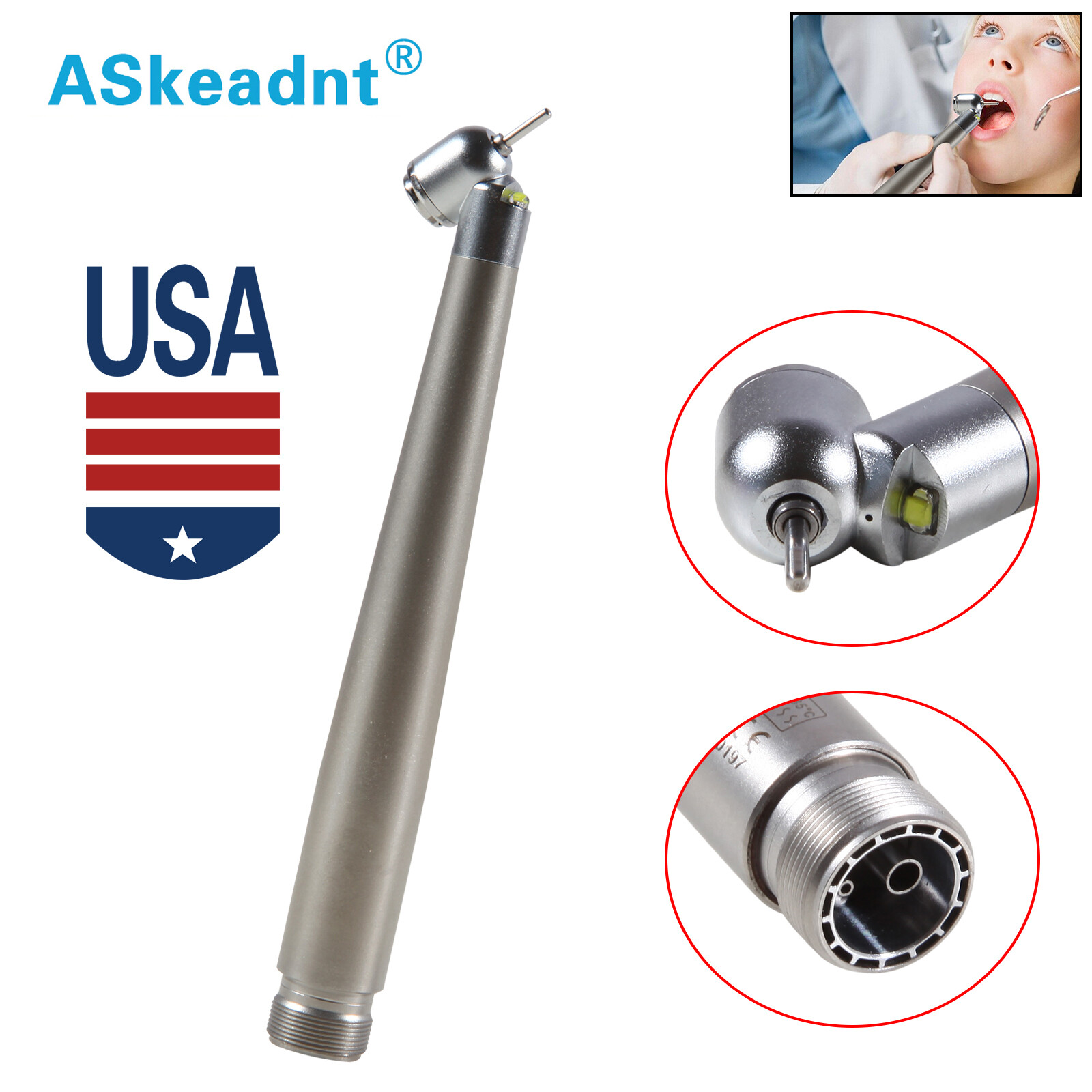 NSK Style 45 ° LED E-generator Dental High Speed Handpiece Ti-MAX X450 2/4Hole