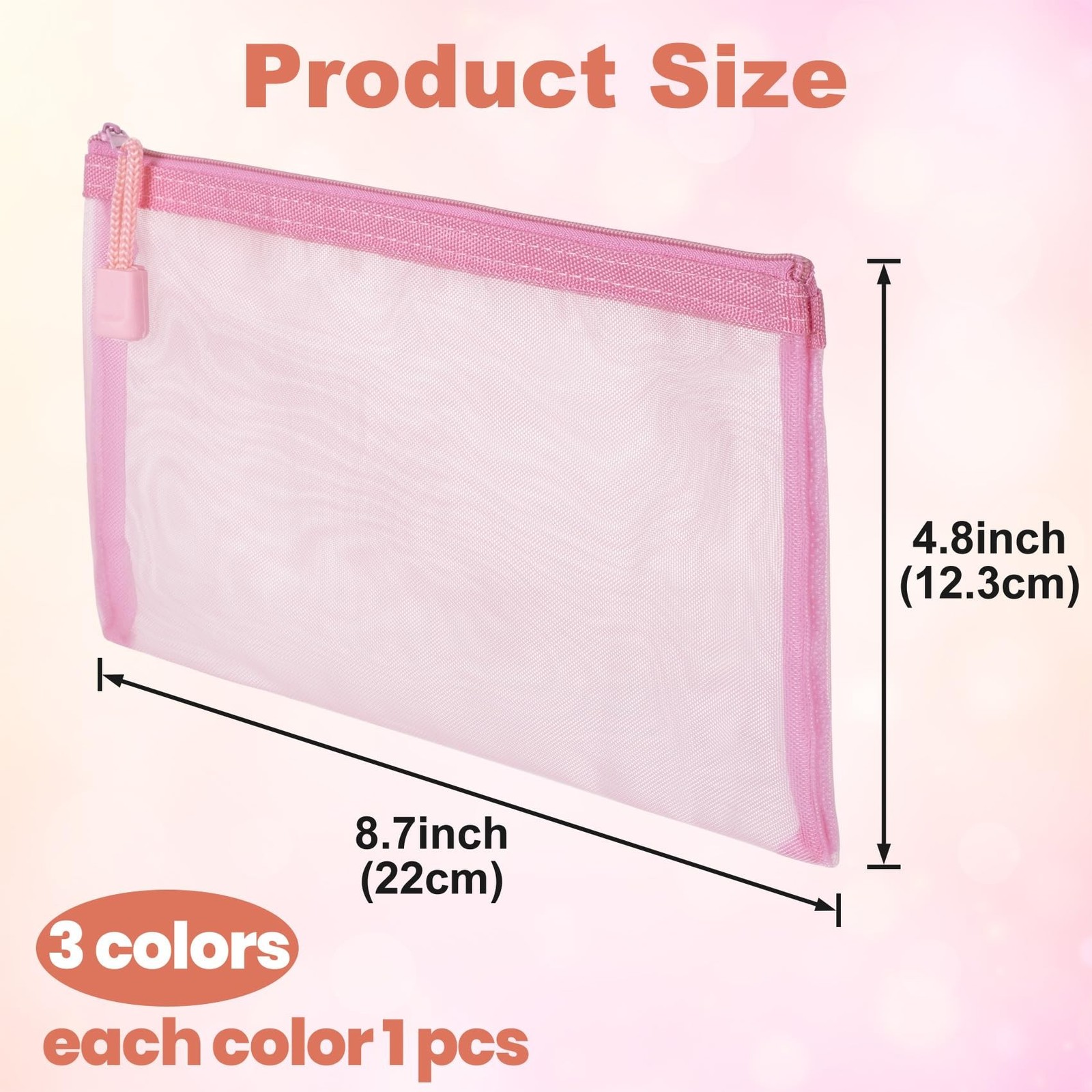 3pcs Mini Mesh Makeup Bags, Small Zipper Mesh Makeup Bags, Portable Cosmetic …