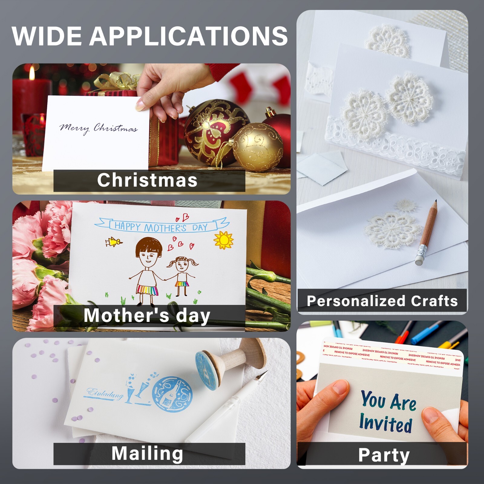 150 Printable White Invitation Envelopes A4 Self Seal 4.25×6.25 for Wedding Card