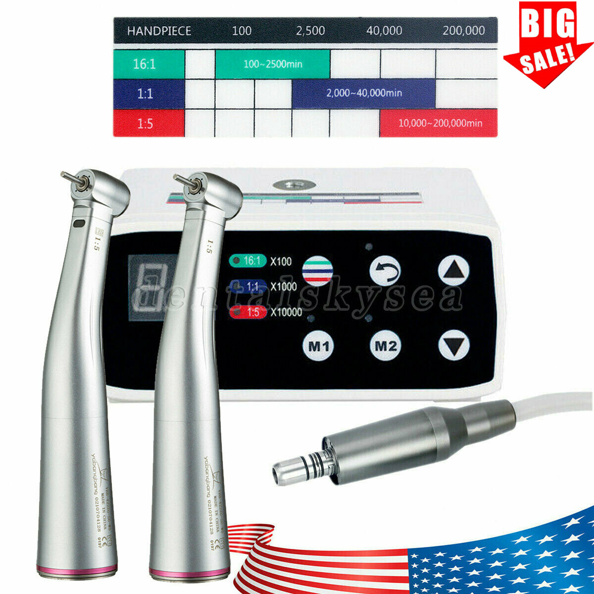 Dental Brushless LED Electric Micro Motor 1:1/1:5 Increasing Handpiece