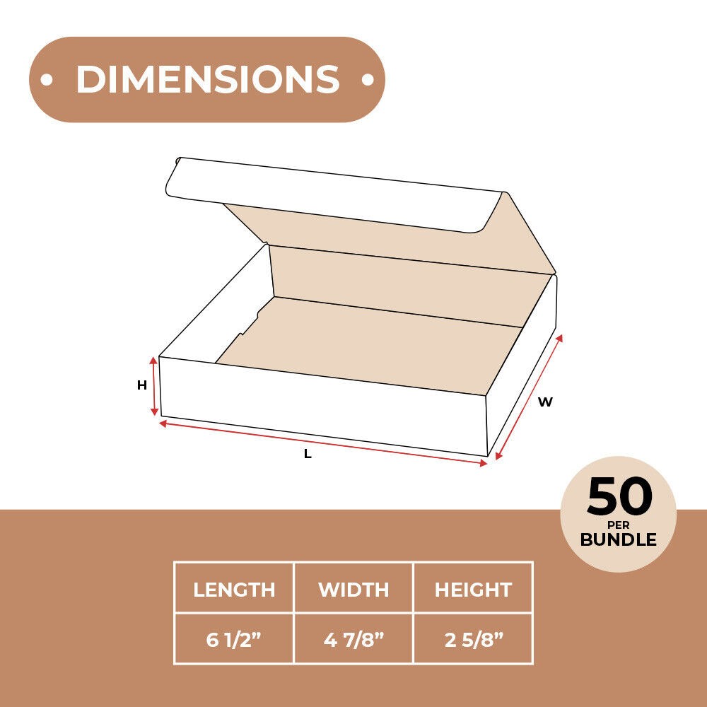 6 1/2 x 4 7/8 x 2 5/8″ White Corrugated Mailers For Shipping ECT-32B 50/Case