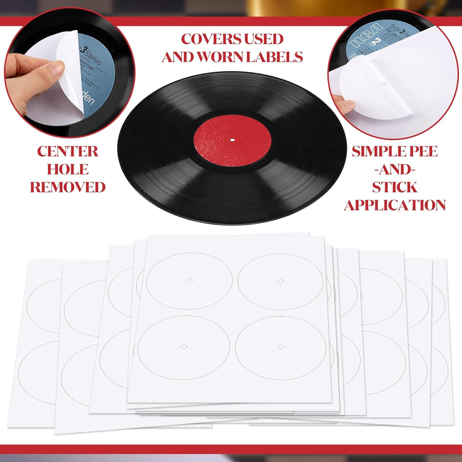 20 Sheets Vinyl Record Center Label with Hole for 12 Inch Long Playing Record 4