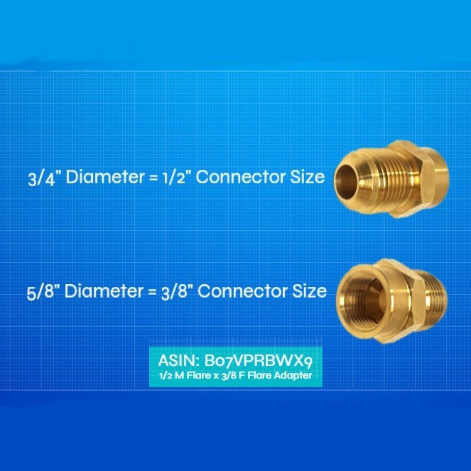 1/2″ Male Flare x 3/8 Female Flare Brass Reducer coupling to adapt 1/2″ to 3/8″