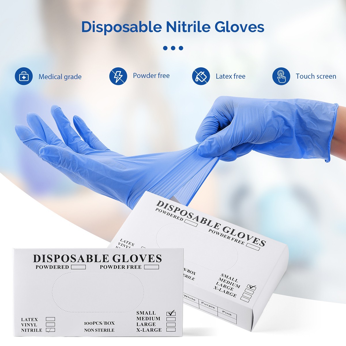 4 Mil BLUE Nitrile Exam Gloves S/M/L/XL Latex-Free Medical Grade EXP-26+