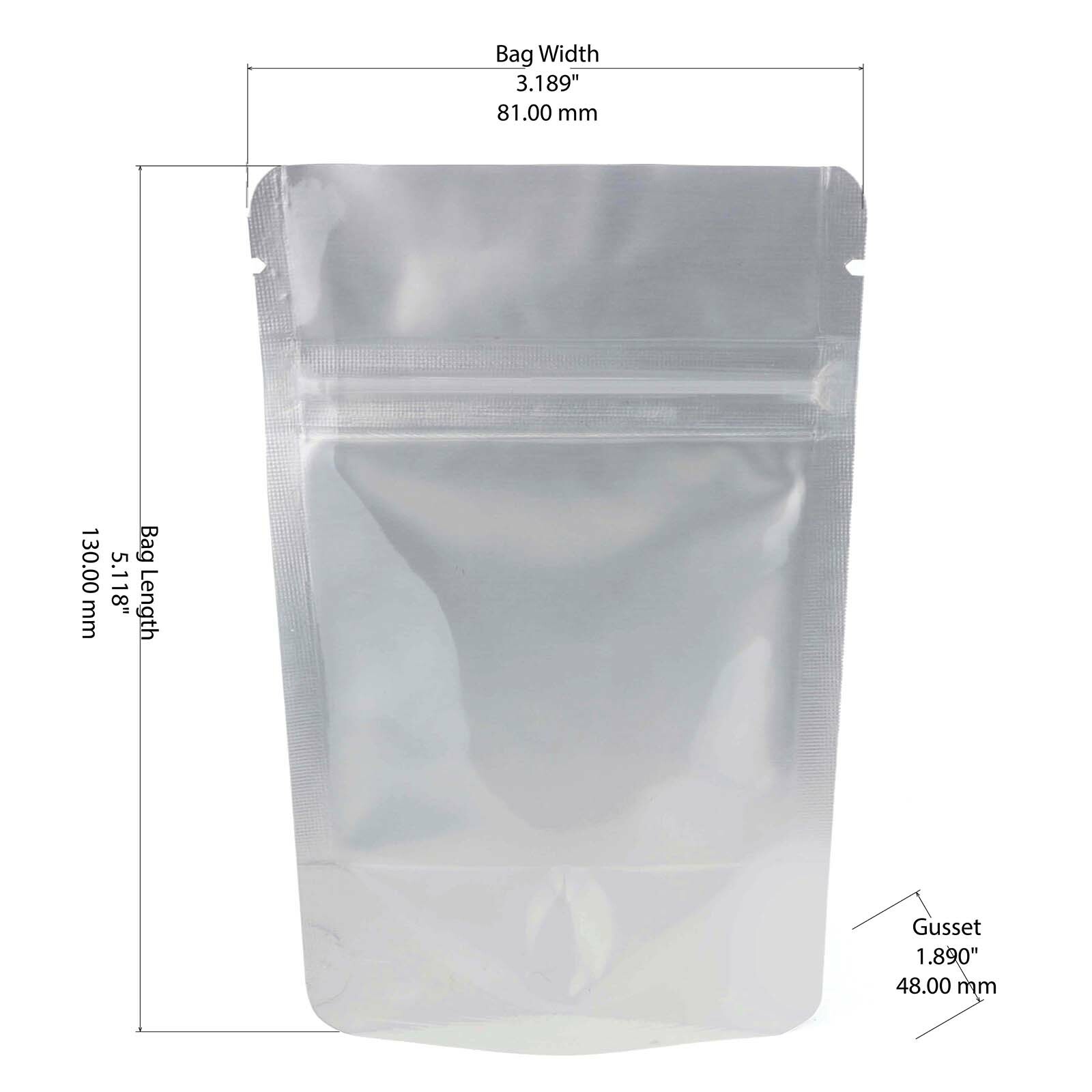 3″ x 5″ Small Reclosable Smell Proof Zip Lock Bag – 500 Pack (Clear-Silver)