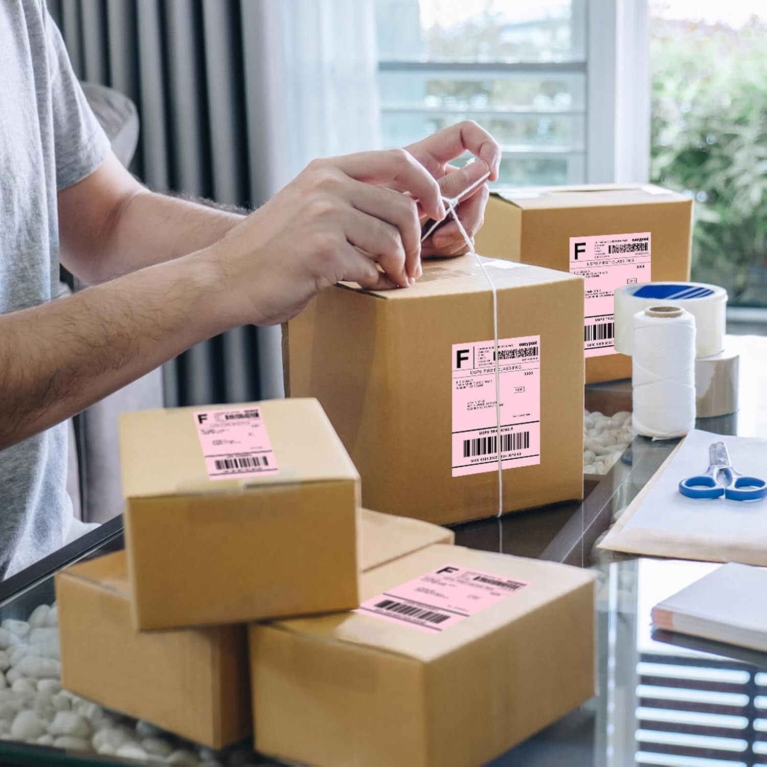 1000 4×6 Fanfold Direct Pink Thermal Labels for Zebra and Rollo Printers