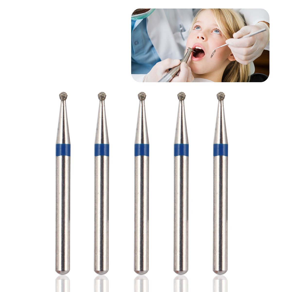 100Pcs AZDENT Dental Diamond Burs For High Speed Handpiece Friction Grip 1.6mm