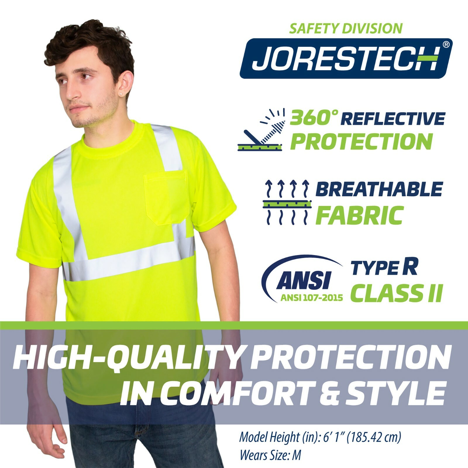 5 pack Hi Vis T Shirt ANSI Class II Reflective Safety Lime Short Sleeve