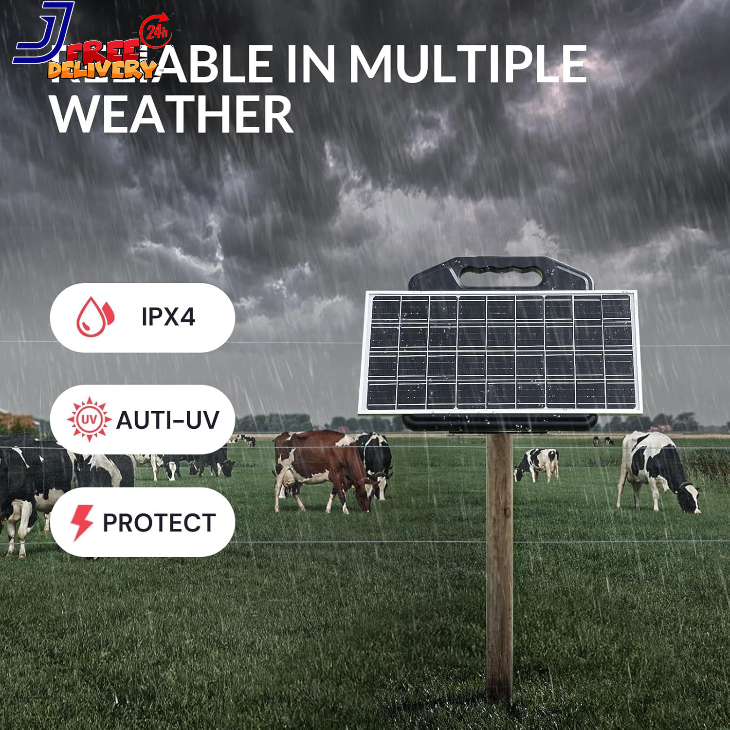 S2500 2.2 Joule Solar Fence Charger 60 Miles Solar Electric Fence Charger for Li