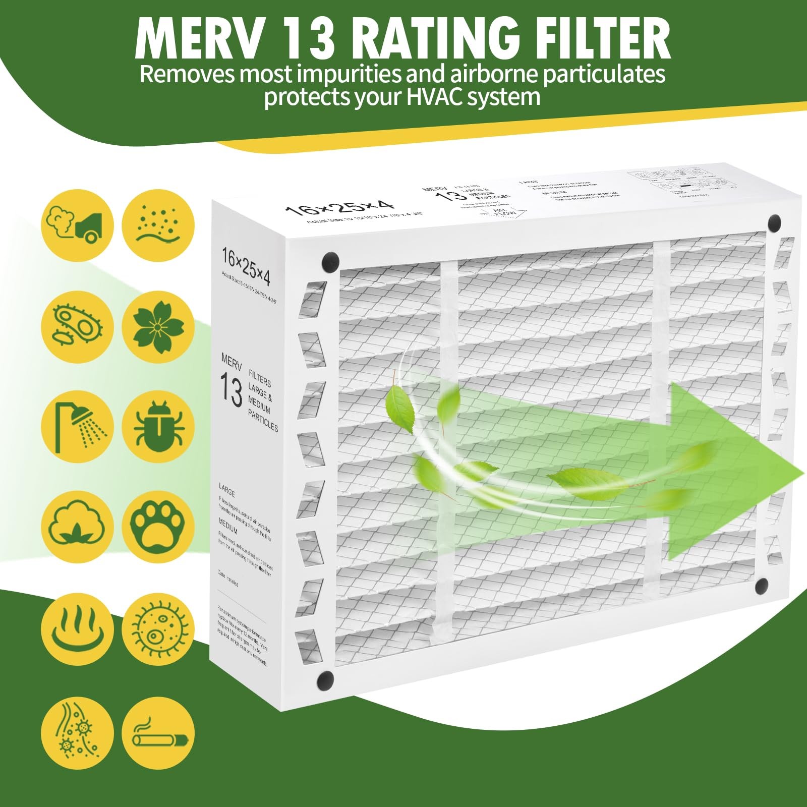 DerBlue 2PACK 16x25x4 MERV 13 Furnace Filter Replacement Compatible with…