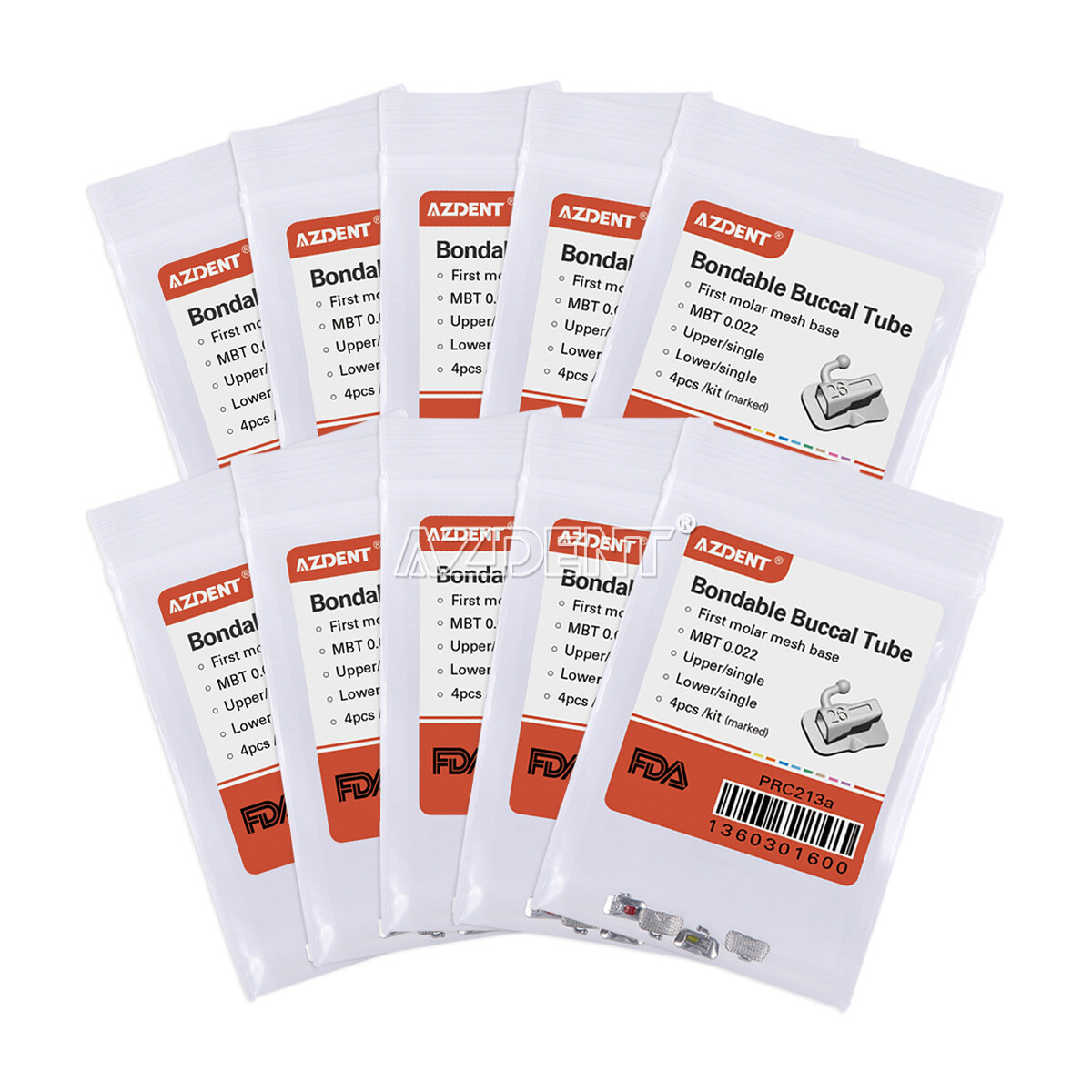 AZDENT Dental Ortho Buccal Tubes 1st Molar MBT 0.022 Bondable Non-Convertible