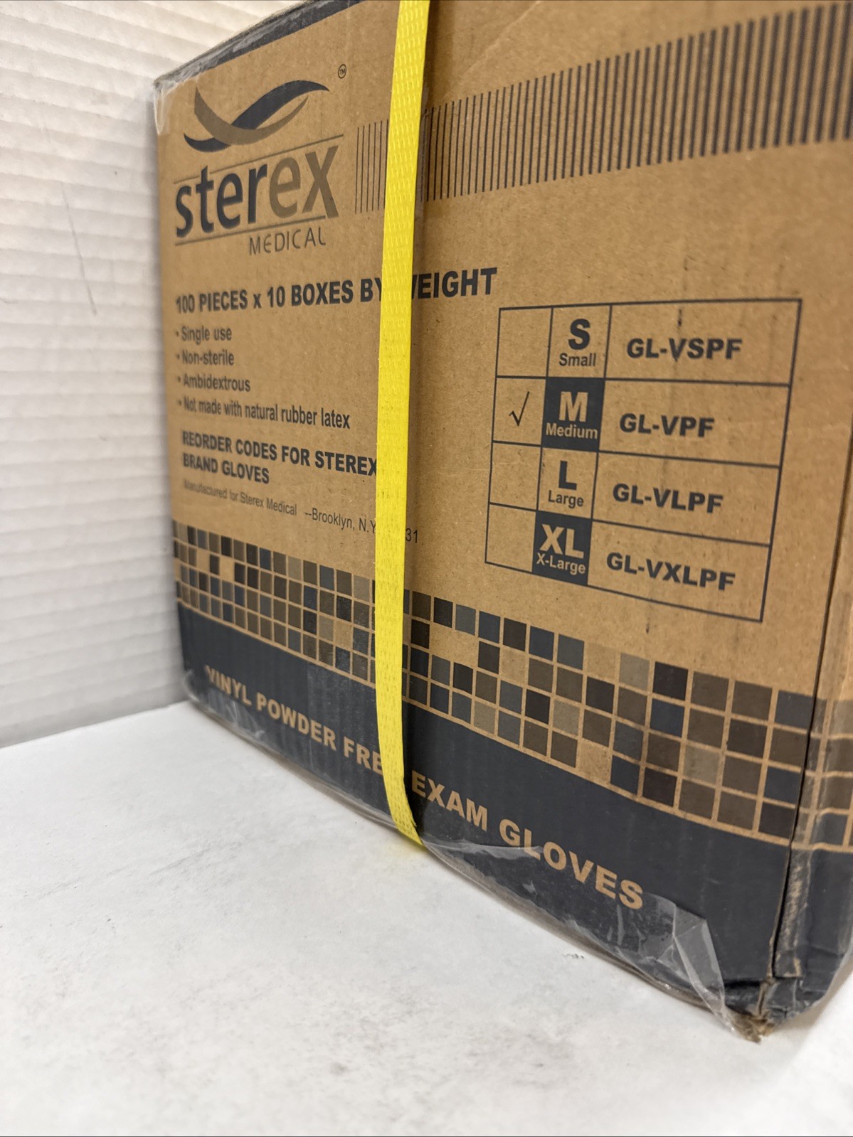 Sterex Vinyl Powder Free Exam Disposable Gloves SZ M Case of 10 Boxes Of 100