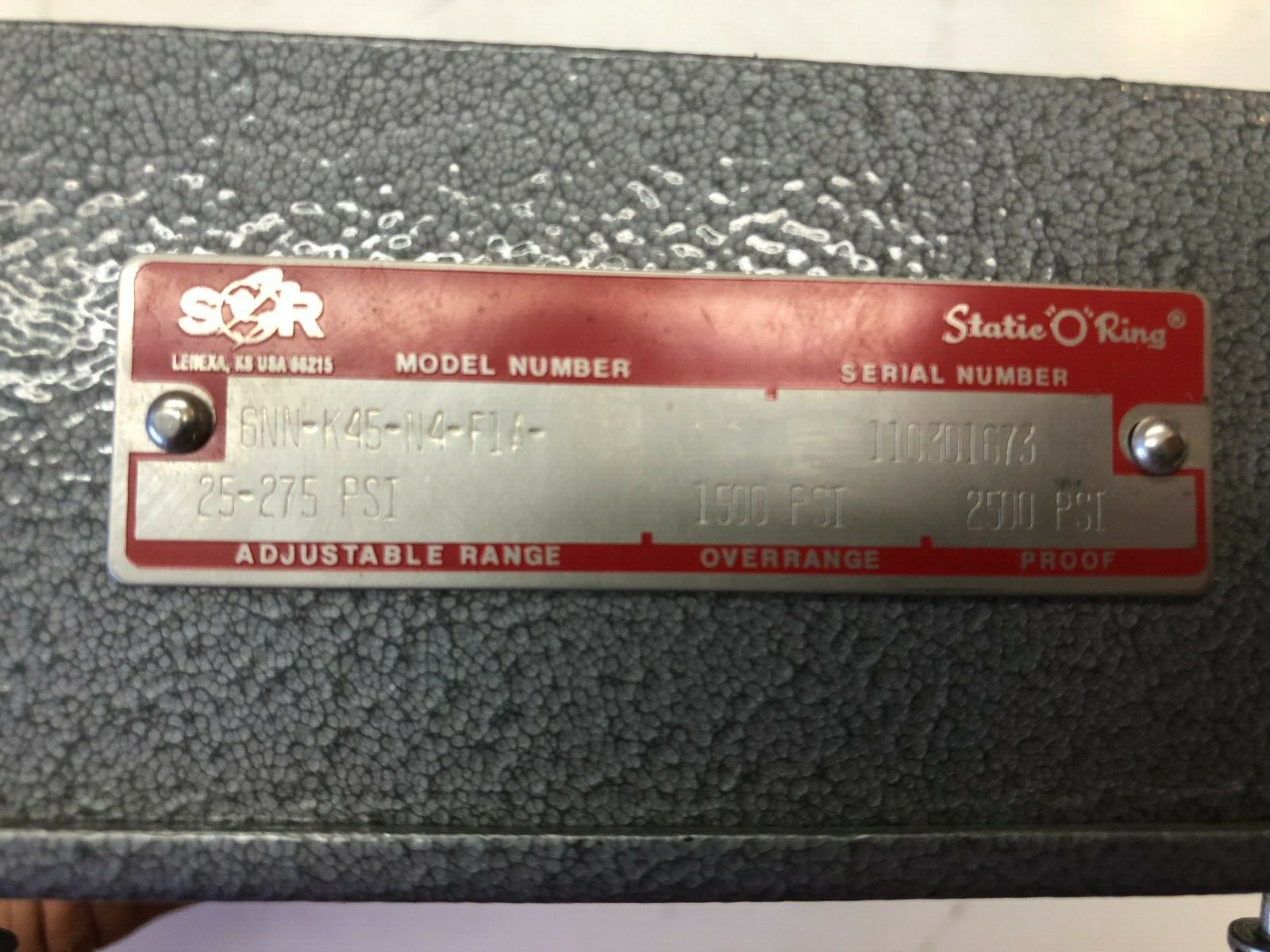 SOR CONTROL DEVICES PRESSURE SWITCH 6nn-k45-n4-fla 25-275 adjustable 1500 PSI