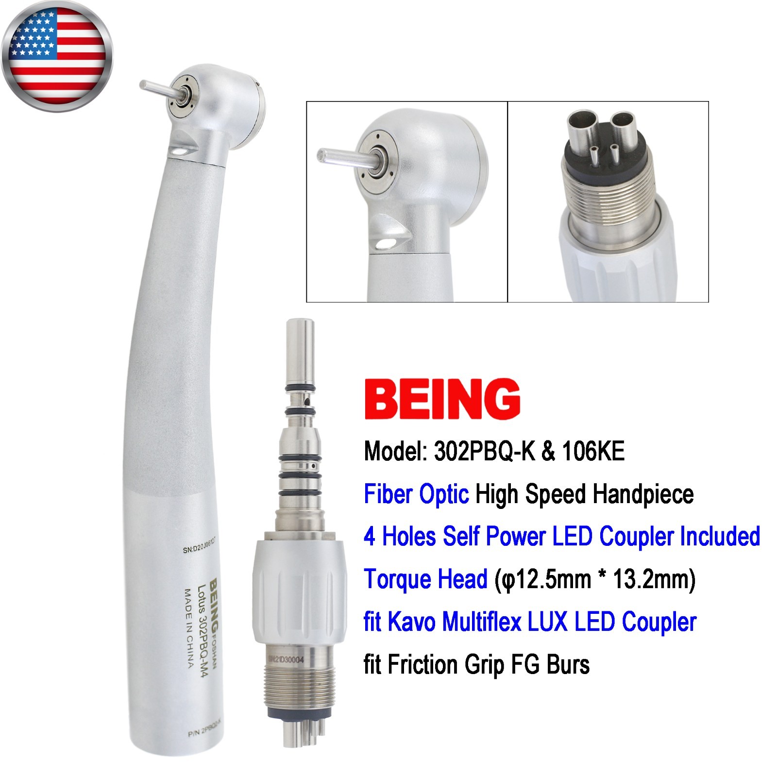 BEING High Speed Handpiece Fiber Optic Surgical 45° Angle KaVo Multiflex Coupler