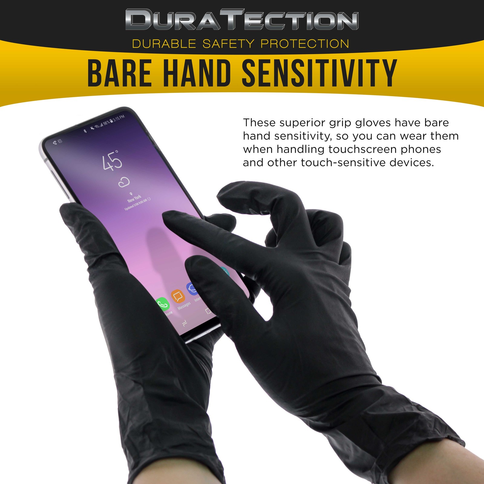 Dura-Gold HD Black Nitrile Disposable Gloves, Box of 100, Size XX-Large, 6 Mil