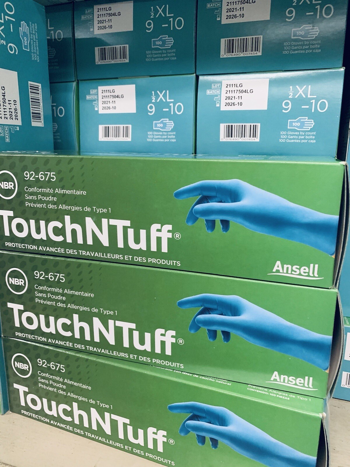 Ansell TouchNTuff AHP92675XL Disposable Blue Nitrile Gloves, X-Large – 100 Count