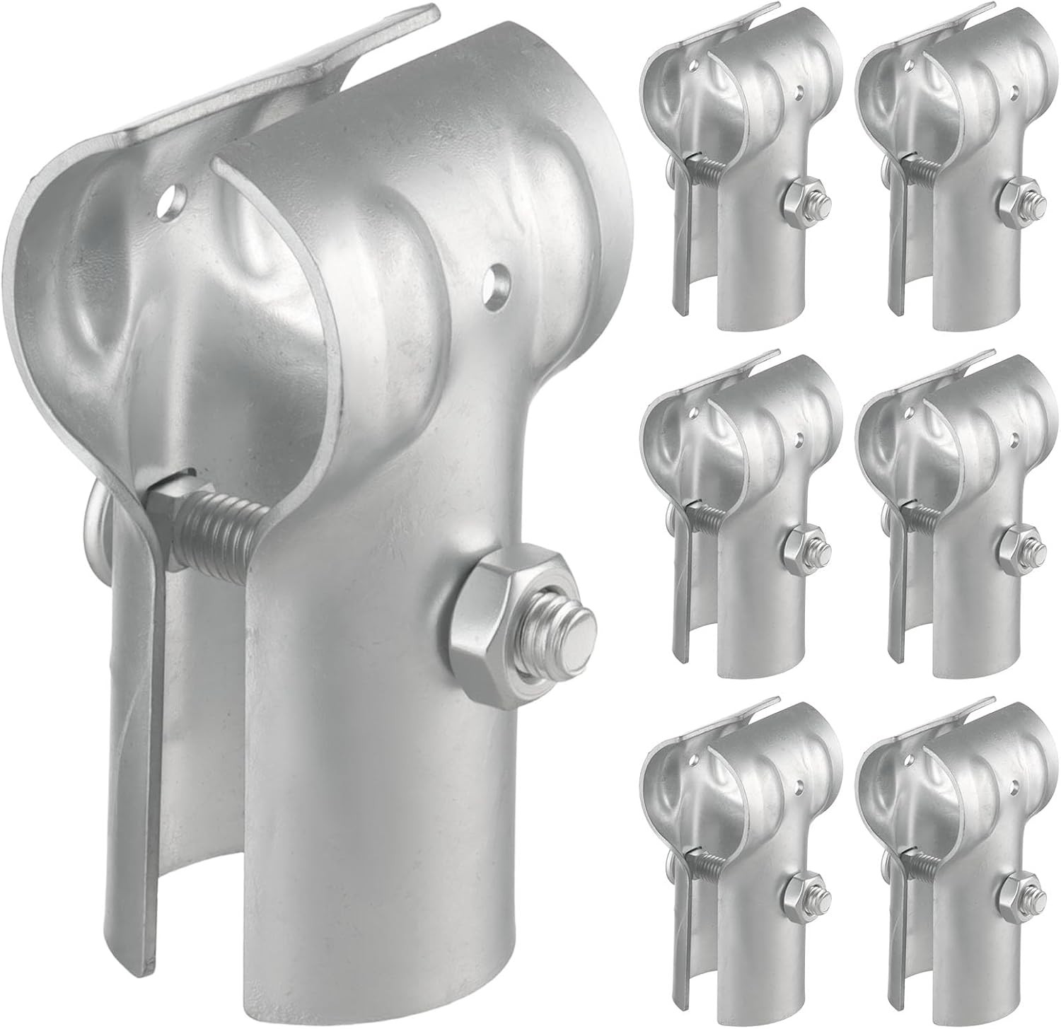 6 Pcs End Rail Clamps 1-3/8″ Pipe Chain Link Fence Galvanized Steel T 6
