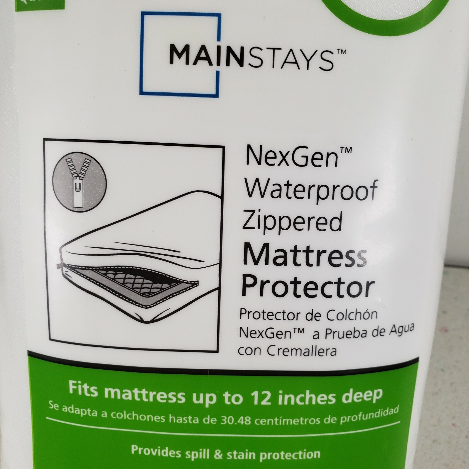Mainstays Zippered NexGen Waterproof Allergy Relief Mattress Protector, Q 12″