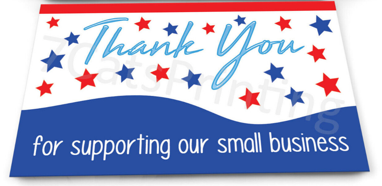 200 Thank You Supporting Our Small Business Cards for eBay Sellers Notes