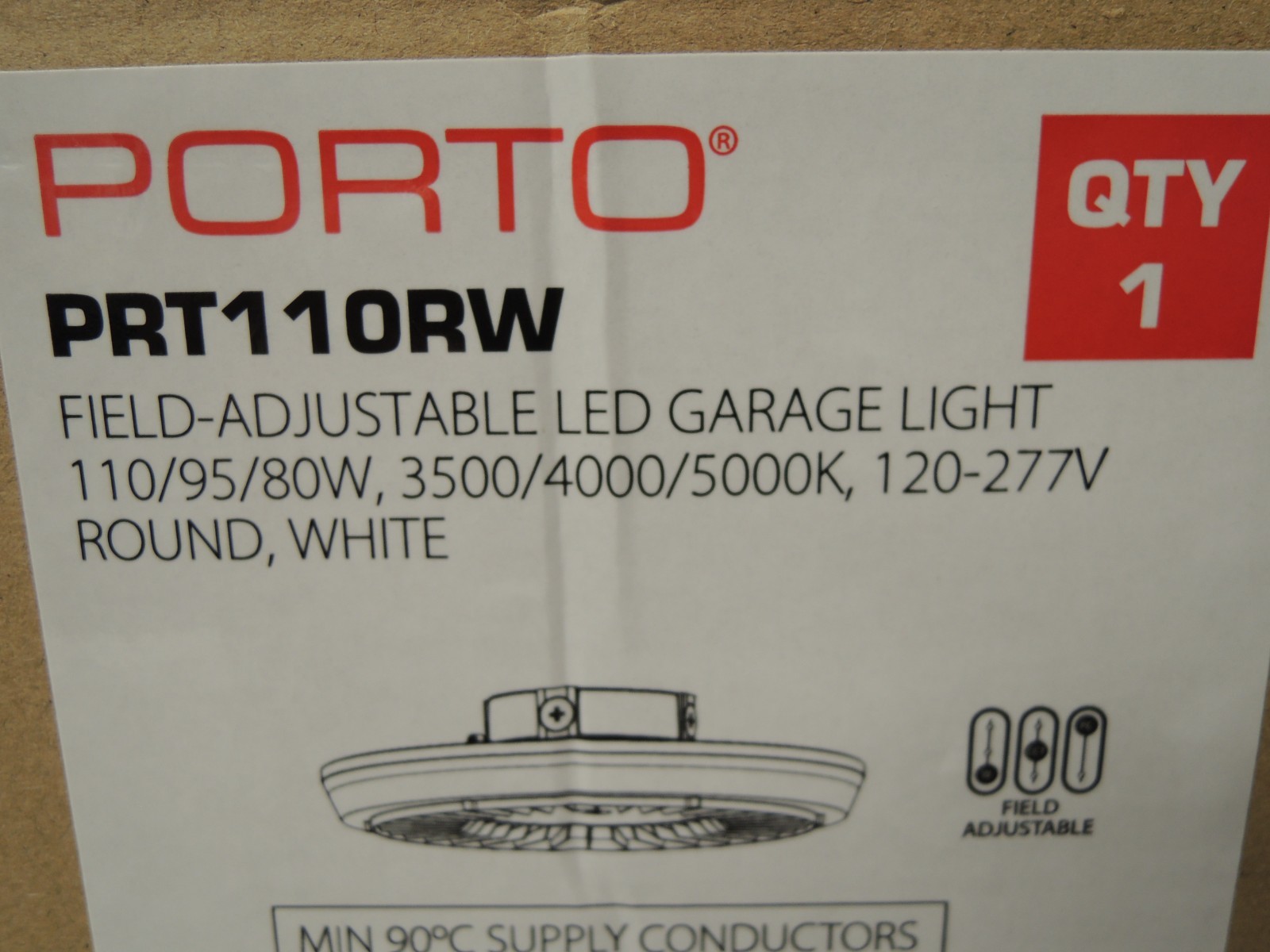 RAB Porto Field Adjustable LED Garage Light 110W/95W/80W 3500K/4000K/5000K Round
