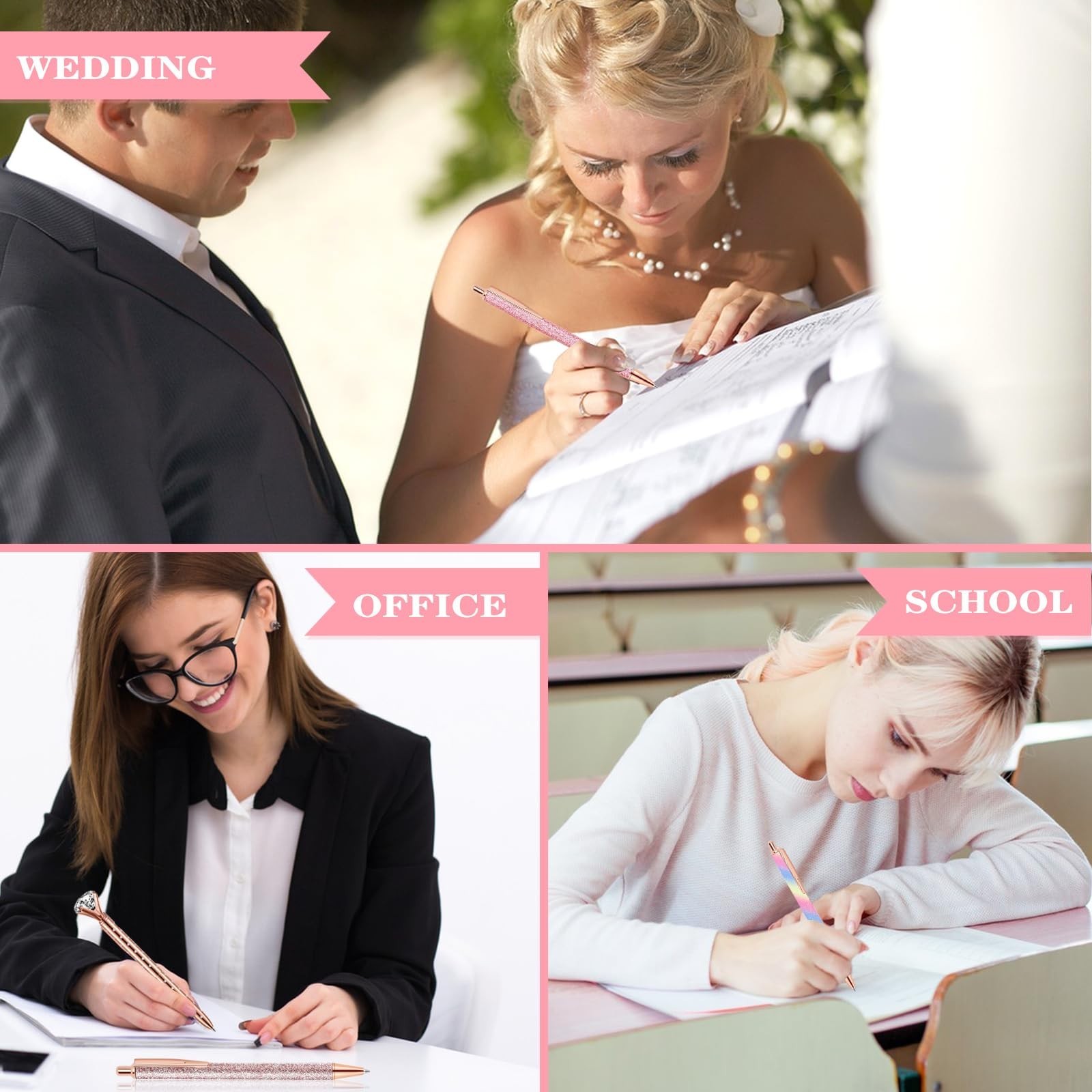 Pen Gifts for Women, 8 Pcs Unique Metal Bling Ballpoint Pens with Black Ink O…